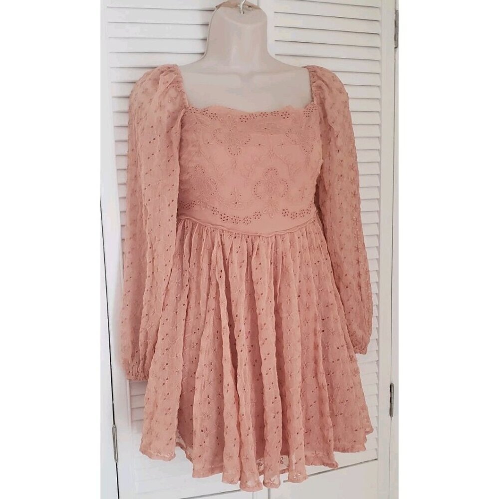 NEW FREE PEOPLE MALINA MINI DRESS IN SUN BLUSH XSMALL - Picture 4 of 9